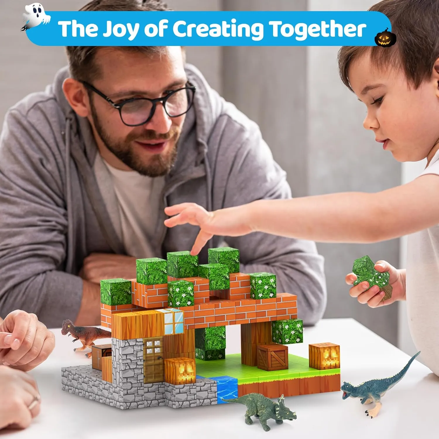 Magnetic Blocks 110PCS with 6 Animal Toys, Punpkin Building Blocks Set, Toys for Boys & Girls Age 6-8, Stacking Building Toys for Toddlers Sensory Toy for Kids 6 
