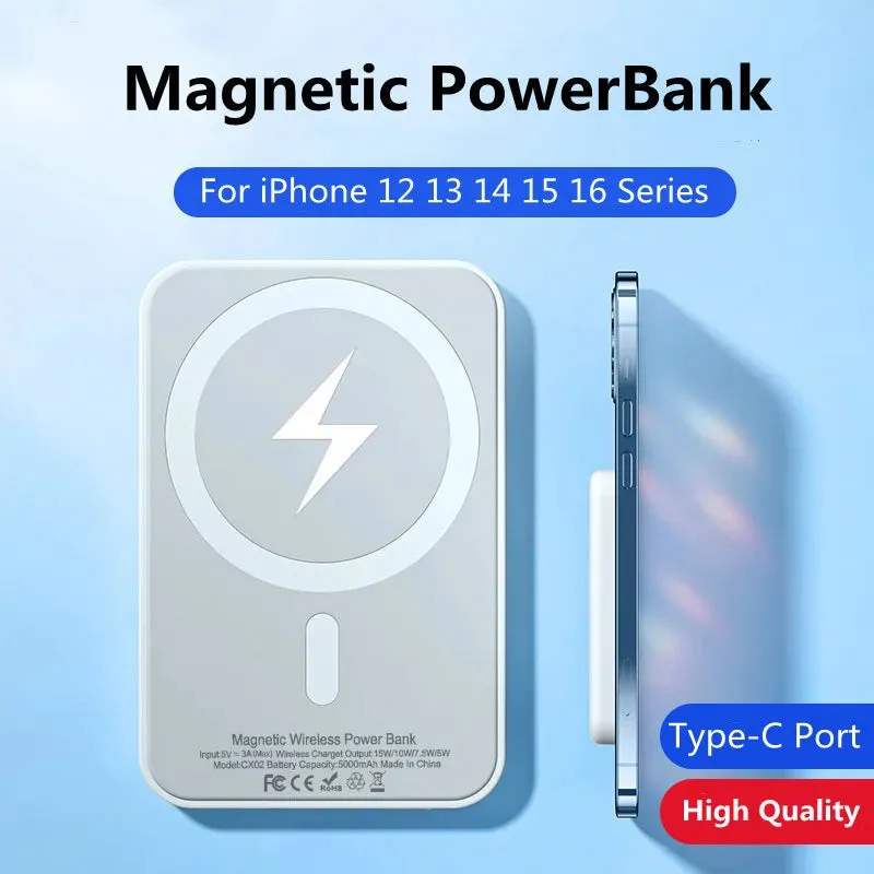 Magnetic Magsafe Power Bank Wireless Charger for iPhone Type-C Port