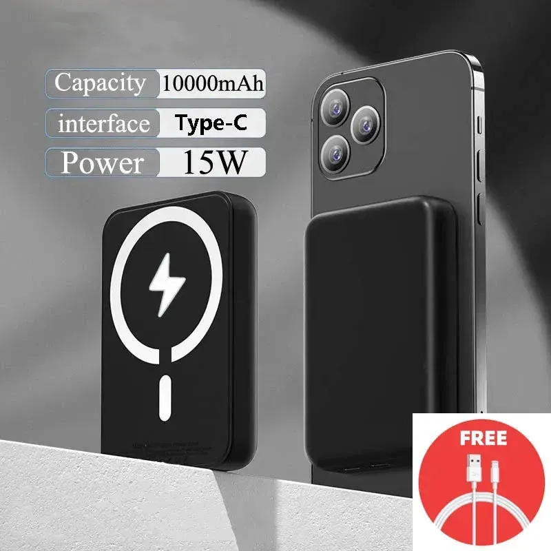 Magnetic Magsafe Power Bank Wireless Charger for iPhone Type-C Port