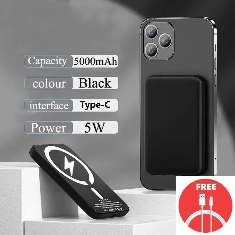 Magnetic Magsafe Power Bank Wireless Charger for iPhone Type-C Port