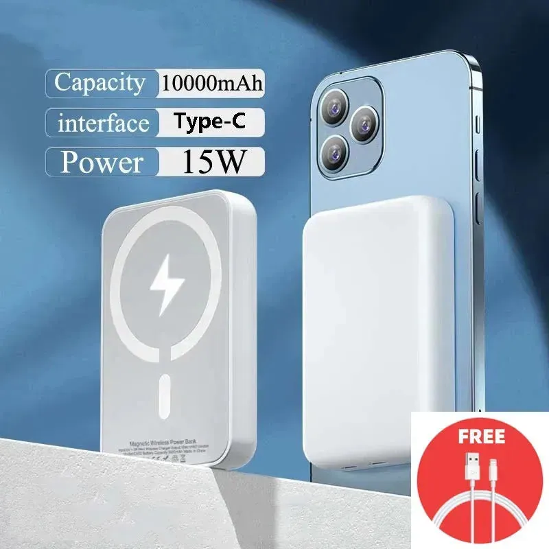 Magnetic Magsafe Power Bank Wireless Charger for iPhone Type-C Port