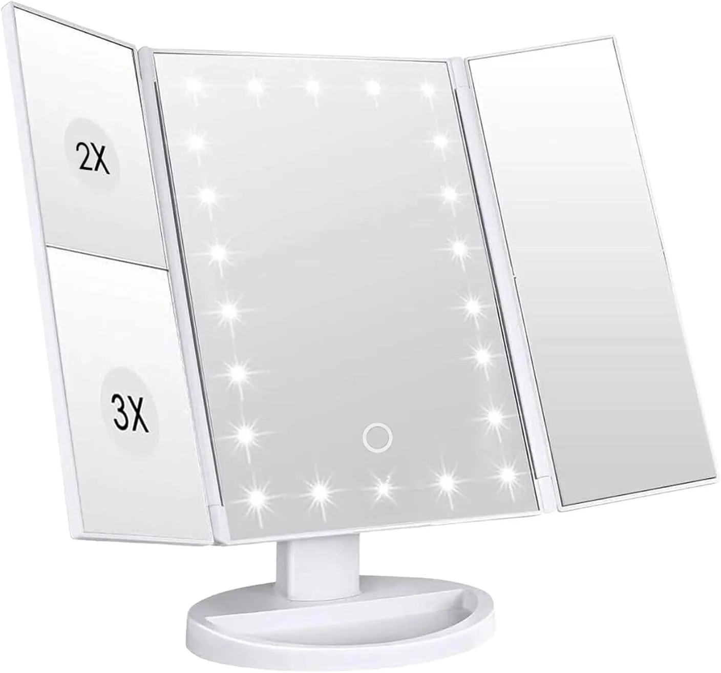 Make-up Mirror with LED - Illuminated Make-up Mirror Make-up Table Mirror Foldable White