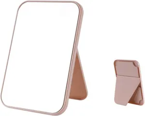 Makeup Mirror Household Makeup Mirror Desktop Foldable Standing High-Definition Makeup Mirror Portable Square Makeup Mirror Mirror for Desk(Color:Pink,Size:Medium)