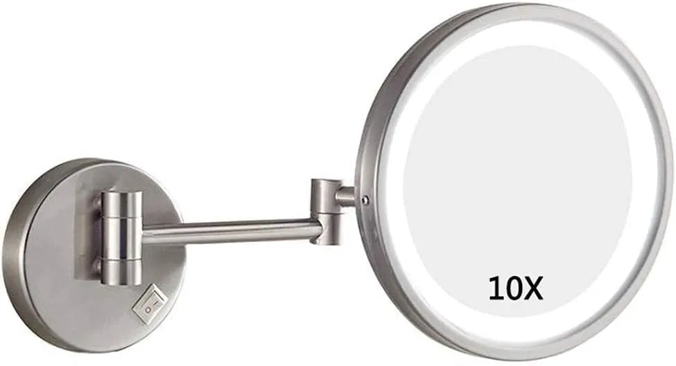 Makeup Mirror Vanity Mirror Bathroom Wall Mounted Shaving Mirrors LED Illuminated 10X Magnifying Decorate for Hotel Cosmetic Mirror