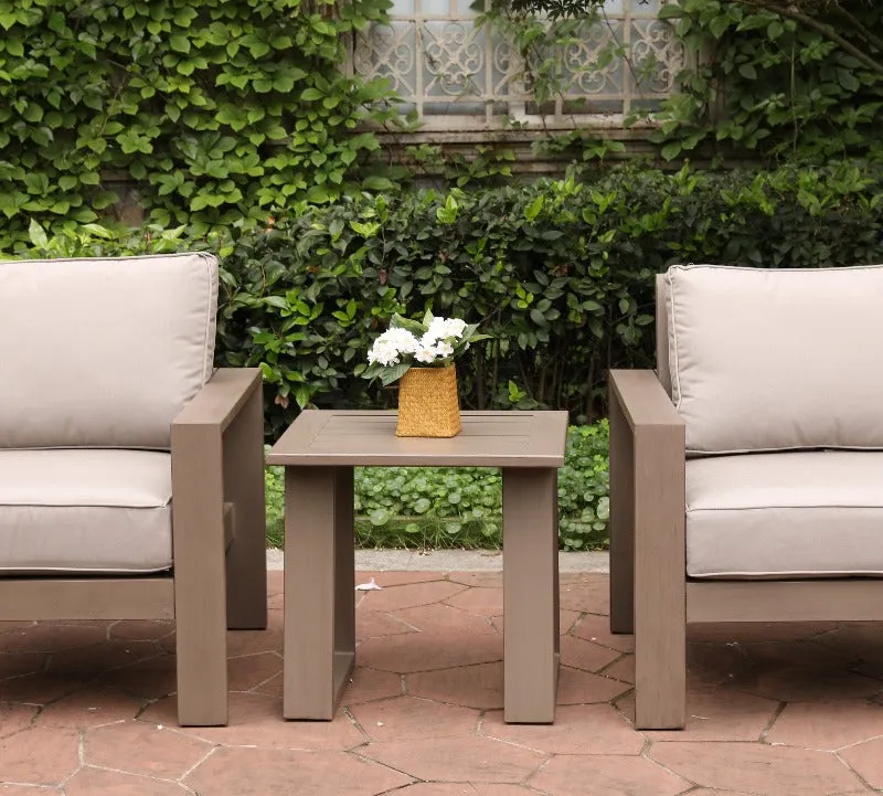 Marativa Outdoor 24" Square Aluminum End/Side Table featuring Modern Design, Weather-Resistant, Rust-Proof for Patio, Garden, and Poolside