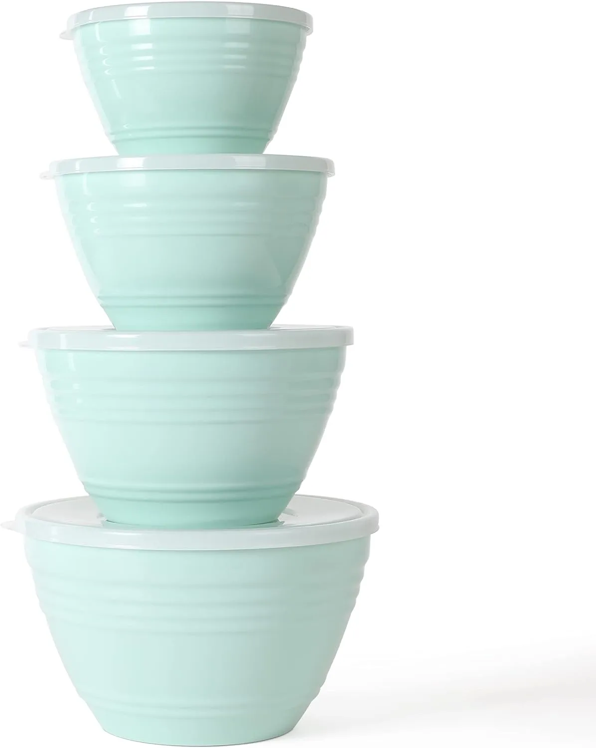 Martha Stewart Hoyt 8 pc Round Mixing Bowl Set w/Lid - 6.2 QT, 4.3 QT, 2.8 QT, 1.8 QT, Martha Blue