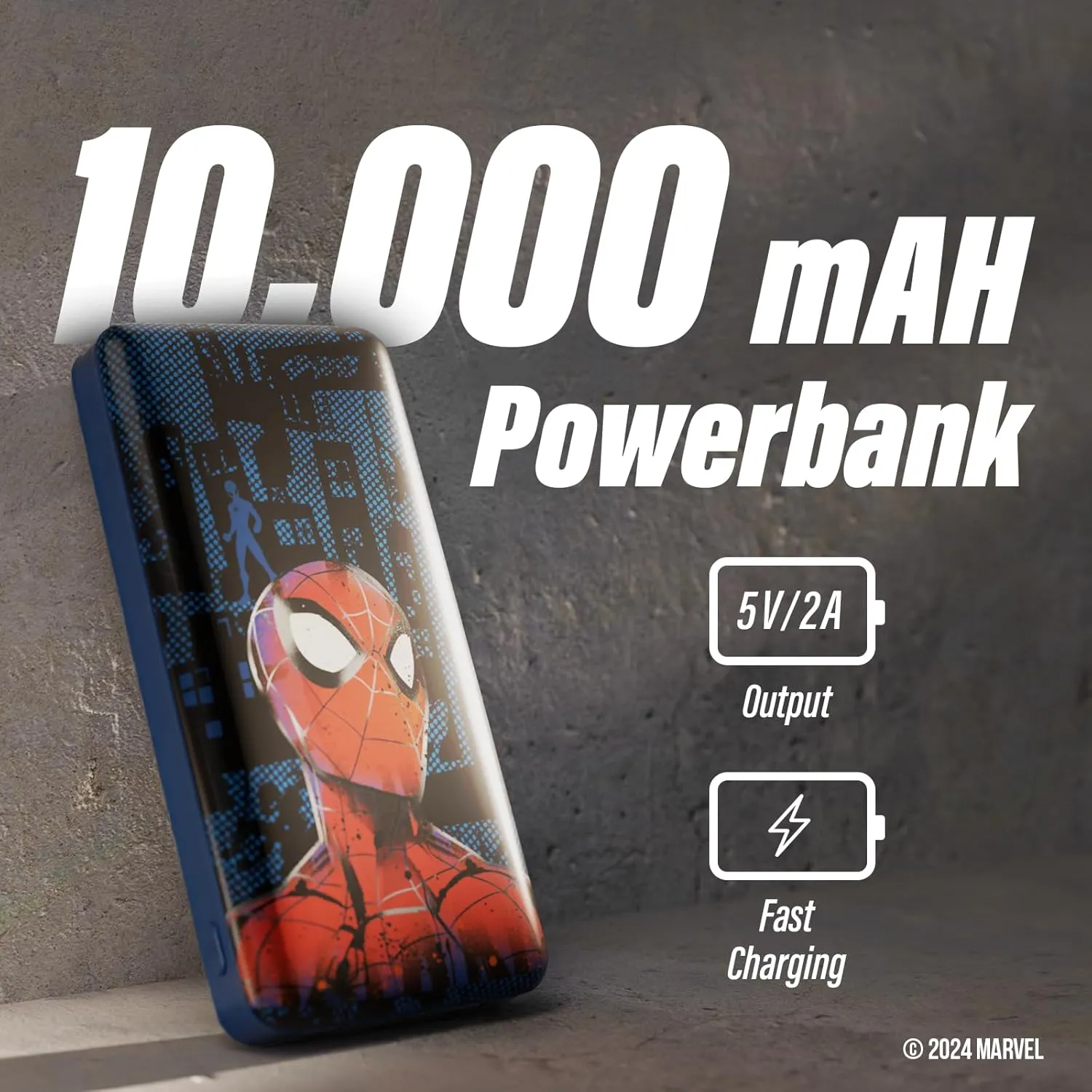 Marvel Spider-Man 10,000 MAH Power Bank- Portable Phone Charger Battery Pack w/USB Charging Ports- Spiderman Gifts for Men,Women and All Fans of Spiderman Stuff