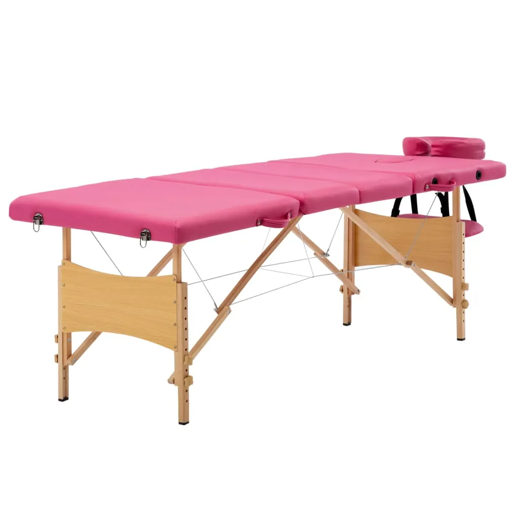 Massage Table Foldable Massage Bed Salon Therapy Table 4 Zones Wood