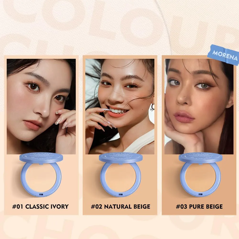 Matte Perfection Pressed Powder, Oil Control Face Powder Lasting Waterproof, Matte Smooth Finishing Powder Compact (#01 #02 #03)