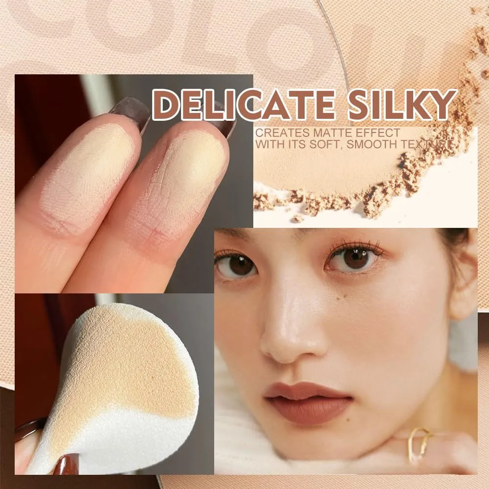 Matte Perfection Pressed Powder, Oil Control Face Powder Lasting Waterproof, Matte Smooth Finishing Powder Compact (#01 #02 #03)