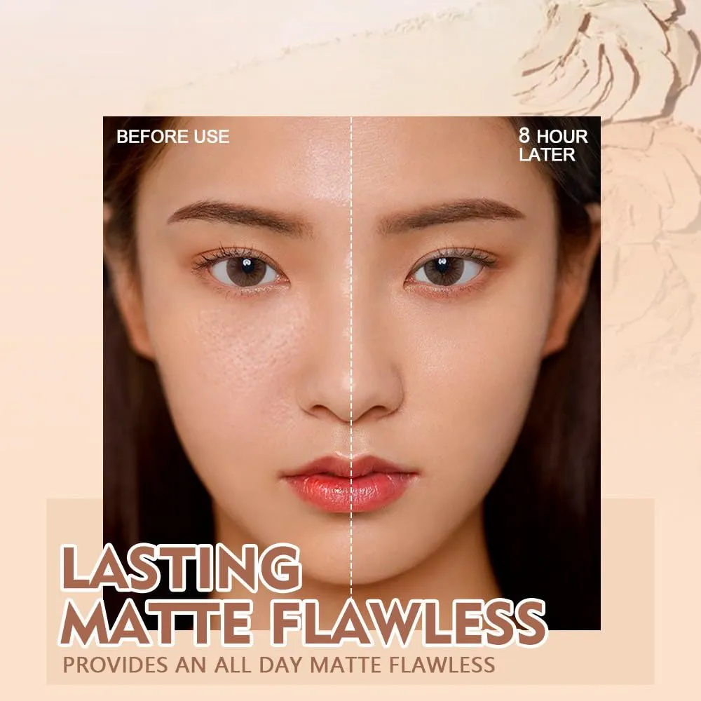 Matte Perfection Pressed Powder, Oil Control Face Powder Lasting Waterproof, Matte Smooth Finishing Powder Compact (#01 #02 #03)