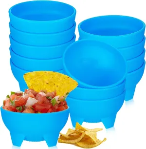 Maxcheck 12 Pcs Salsa Bowls for Party 4.5" Diameter, Plastic Mexican Salsa Bowls Guacamole Cute Chips and Food Serving Dish for Party Fiesta Chip Dish food Candy(Blue)