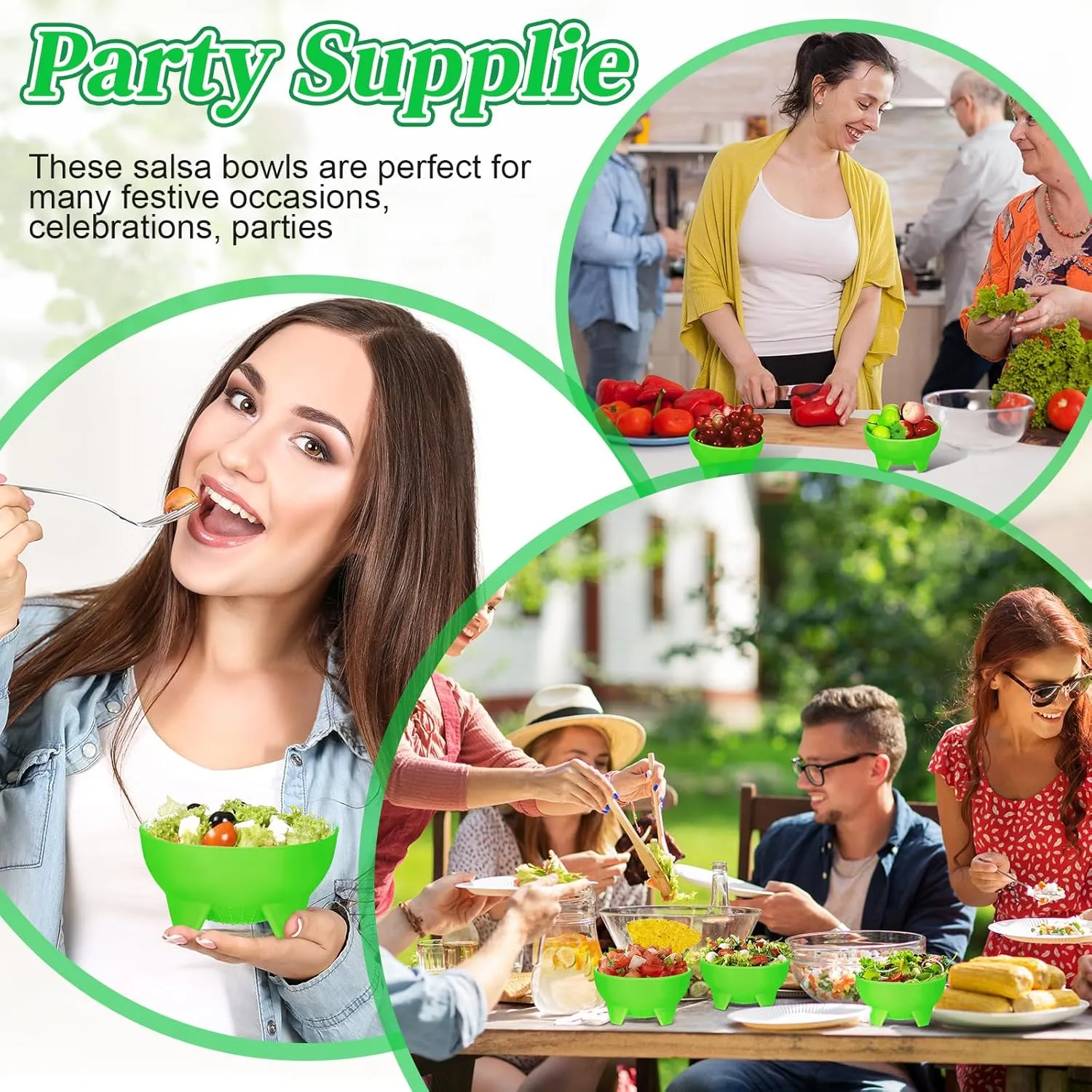 Maxcheck 12 Pcs Salsa Bowls for Party 4.5" Diameter, Plastic Mexican Salsa Bowls Guacamole Cute Chips and Food Serving Dish for Party Fiesta Chip Dish food Candy(Green)