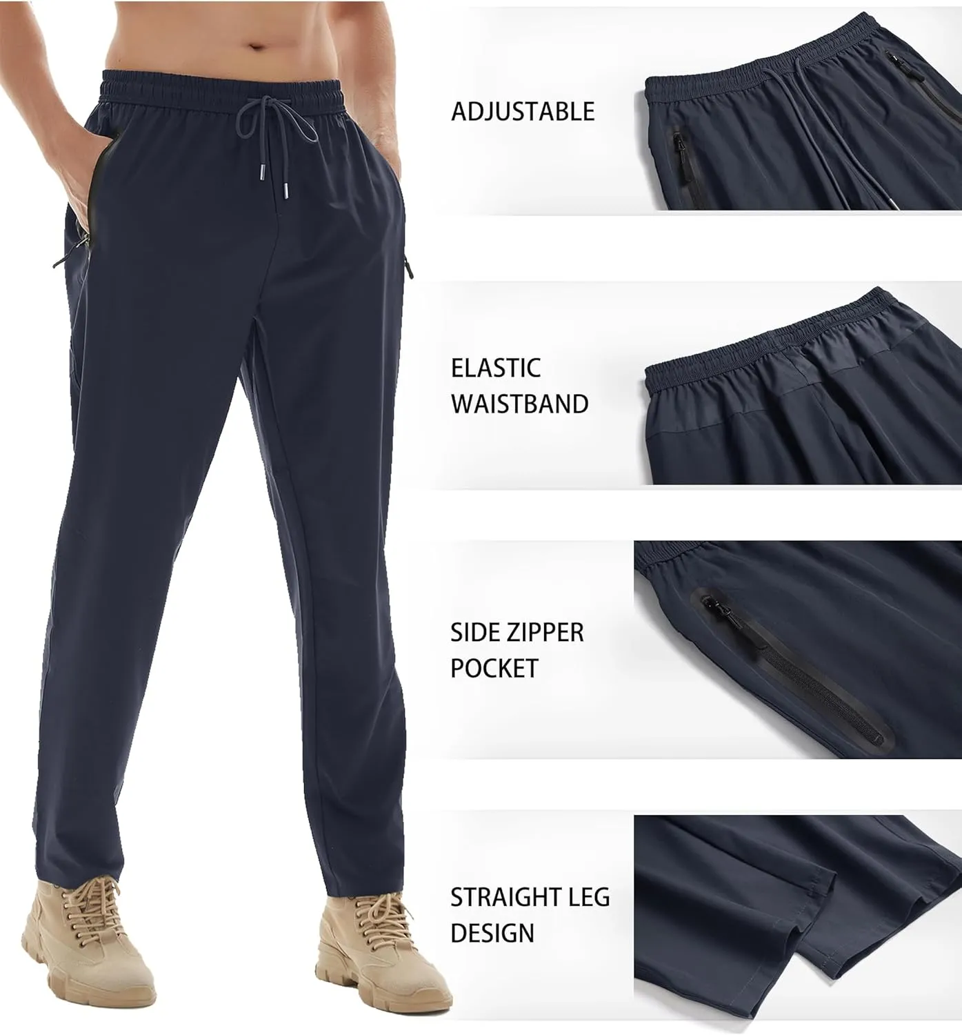 Men's Athletic Hiking Pants Lightweight Quick Dry Travel Fishing Joggers Running Workout Active Track Pants