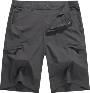 Men's Stretchy Quick Dry Cargo Hiking Shorts Lightweight Work Shorts 6 Pockets for Cycling Travel Camping