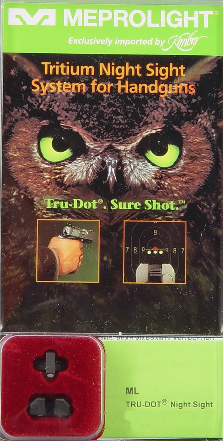 Meprolight Kimber Tru-Dot Night Sight for Slant Custom, Compact and Ultra - Fixed Set with Green Rear and Front Sight