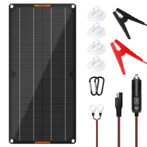 MHPOWOS Solar Battery Charger 10W 12V Solar Panel Car Battery Maintainer Portable Waterproof Power Solar Trickle Charger for Car Boat Automotive RV