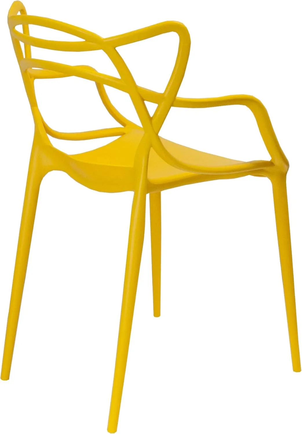 Mid-Century Molded Plastic Curve Dining Chair (Set of 2), Yellow
