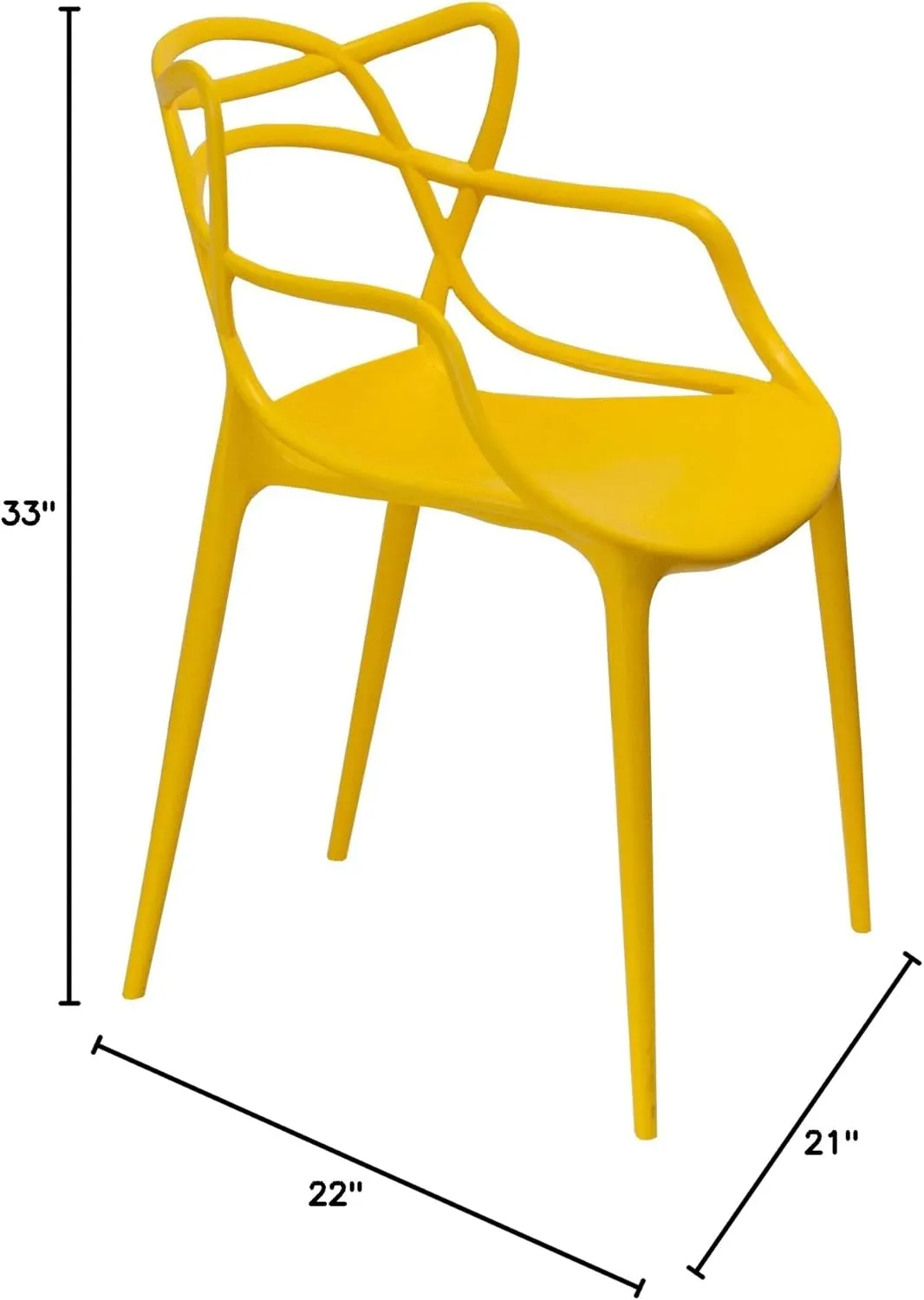 Mid-Century Molded Plastic Curve Dining Chair (Set of 2), Yellow