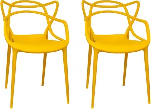 Mid-Century Molded Plastic Curve Dining Chair (Set of 2), Yellow