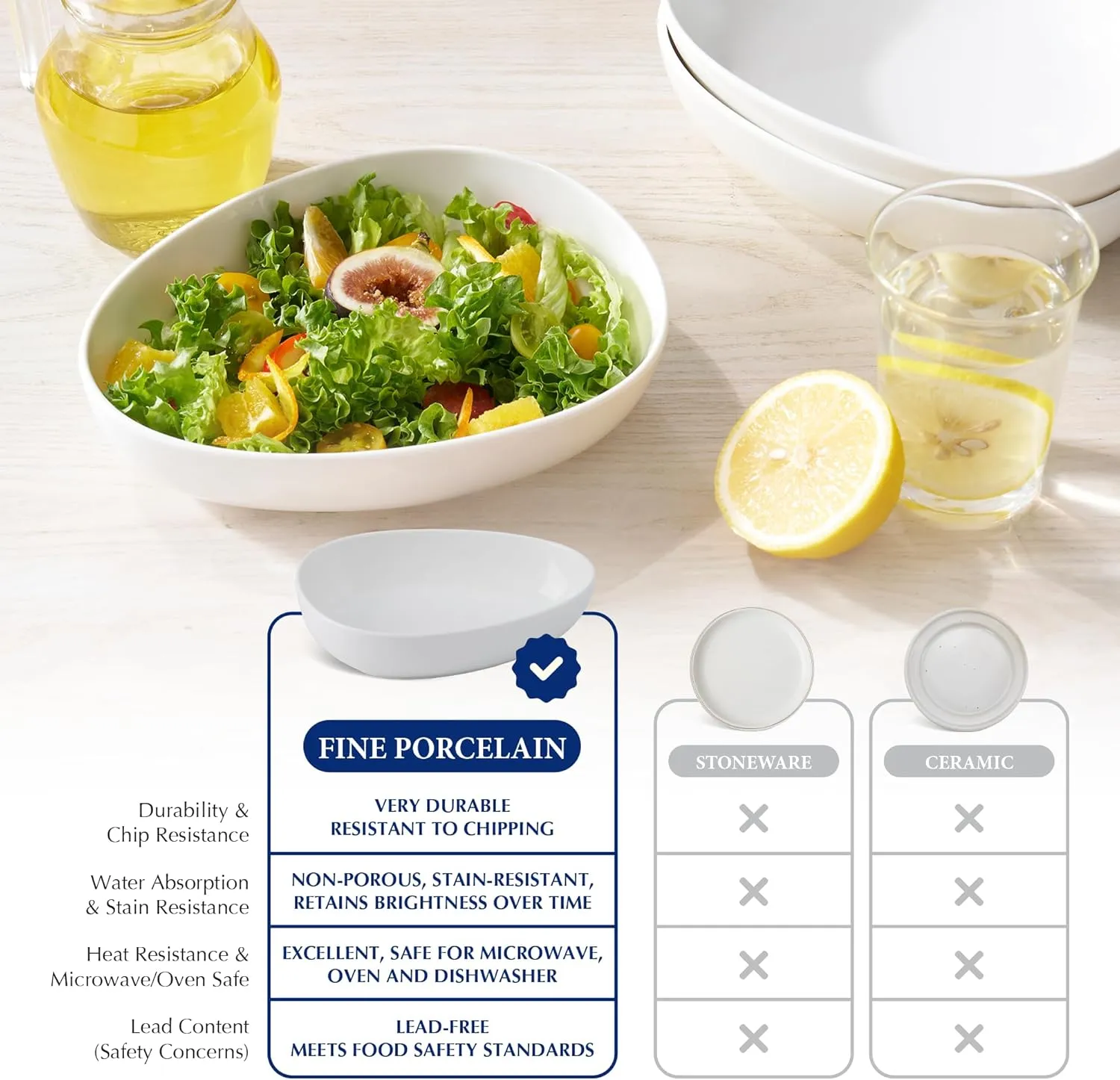 Minh Long 32oz 8in Pasta Bowls Set of 4, Large Serving Porcelain Bowls for Soup, Salad, Spaghetti, Microwave & Dishwasher Safe - Ideal for Father's Day