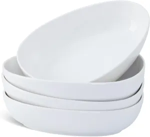 Minh Long 32oz 8in Pasta Bowls Set of 4, Large Serving Porcelain Bowls for Soup, Salad, Spaghetti, Microwave & Dishwasher Safe - Ideal for Father's Day
