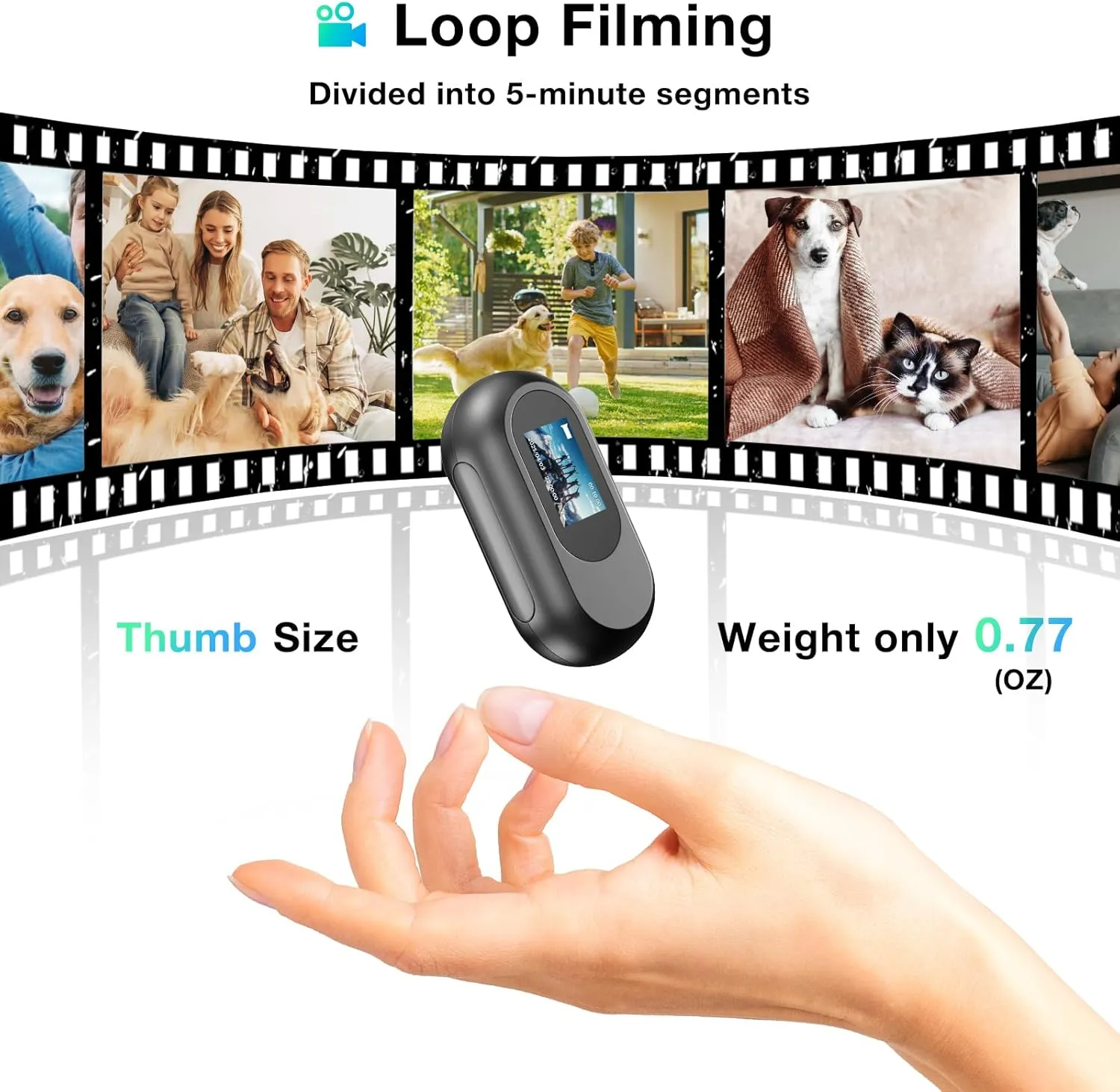 Mini Body Camera,1080P 64G Wearable Action Body Cam,Thumb Size Hands Free One-Click Filming Body Worn Camera with 360°Rotatable Clip for Work, Travel, Pet Walking