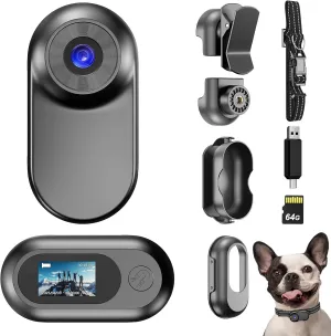 Mini Body Camera,1080P 64G Wearable Action Body Cam,Thumb Size Hands Free One-Click Filming Body Worn Camera with 360°Rotatable Clip for Work, Travel, Pet Walking