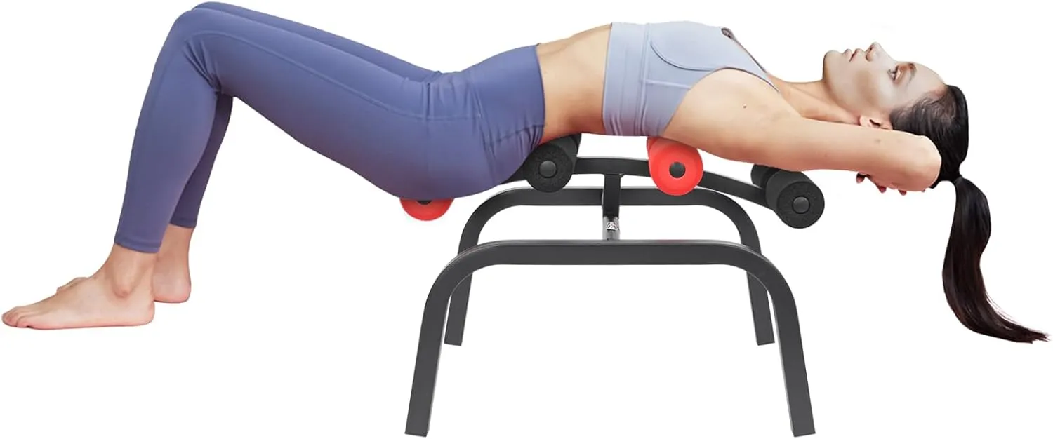 Mini Inversion Table for Back Pain Relief,352LBS Weight Capacity Compact Foldable Back Stretcher with Adjustable Rotation Angle 135° to 225°, Backside Stretcher Rotation Teeter Inversion Table