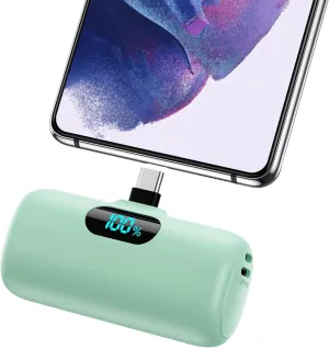 Mini Portable Charger 5000mAh Power Bank,15W PD USB C Cell Phone Portable Power, LCD Display Battery Pack Compatible With iPhone 15/15 Plus/15 Pro/15 Pro Max/Android/Samsung/Moto/LG (Type-C Only)