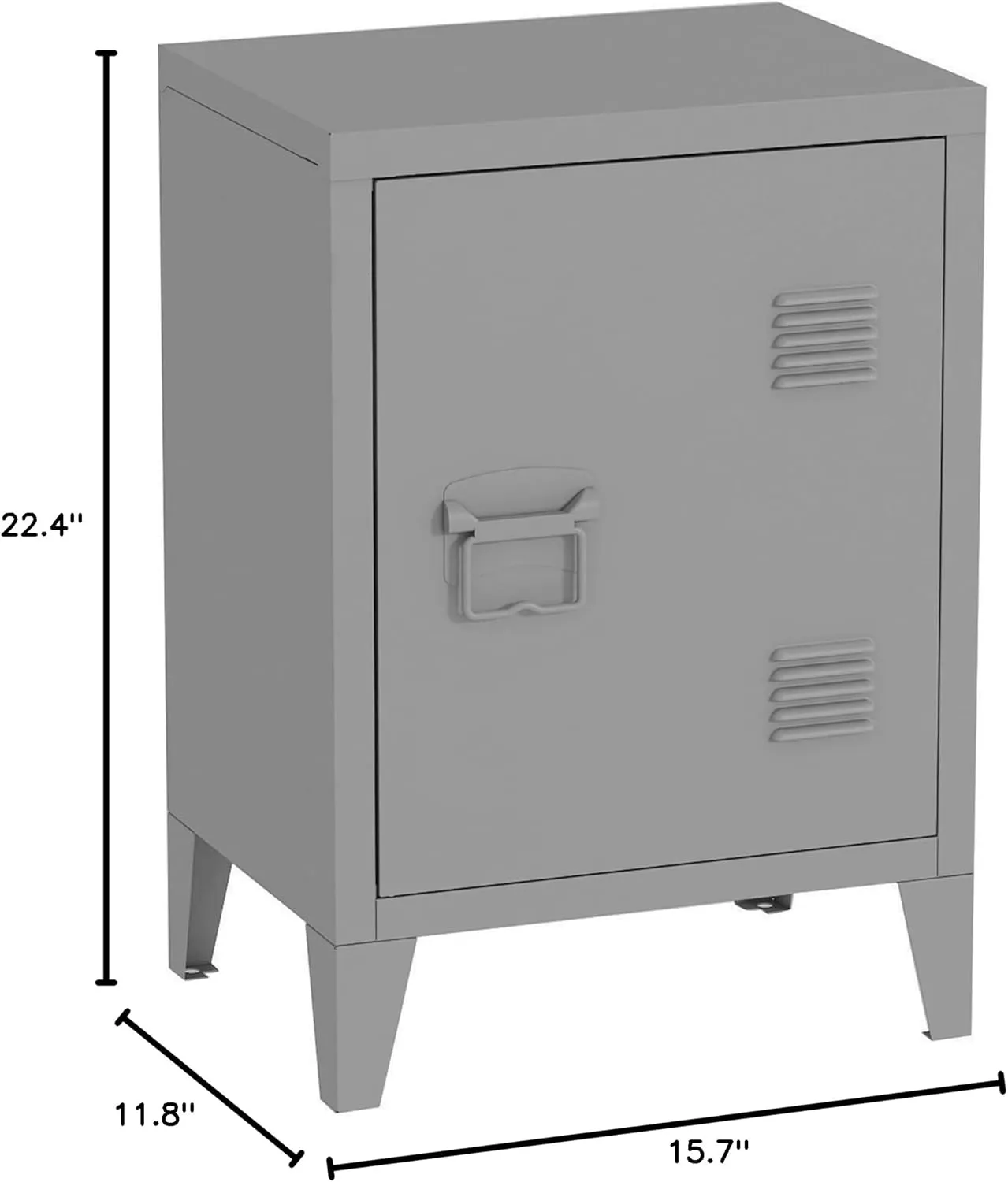 MIOCASA Nightstand Modern End Side Table Steel Bedside Storage Cabinet with Shelf Easy Assembly for Living Room Bedroom (Gray)