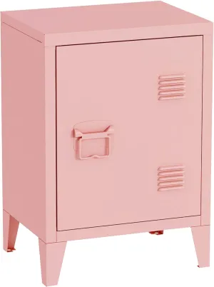 MIOCASA Nightstand Modern End Side Table Steel Bedside Storage Cabinet with Shelf Easy Assembly for Living Room Bedroom (Pink)