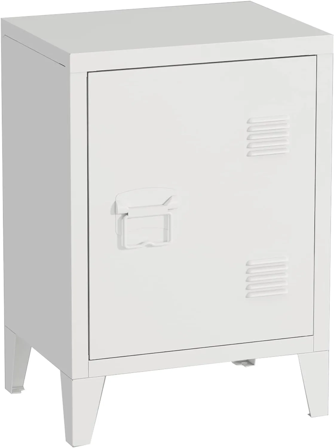 MIOCASA Nightstand Modern End Side Table Steel Bedside Storage Cabinet with Shelf Easy Assembly for Living Room Bedroom (White)
