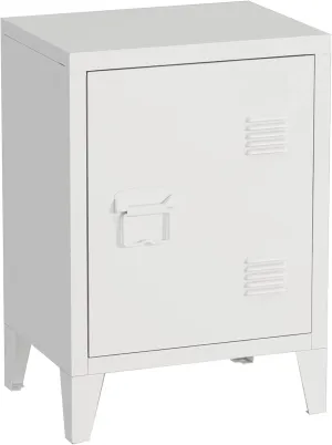 MIOCASA Nightstand Modern End Side Table Steel Bedside Storage Cabinet with Shelf Easy Assembly for Living Room Bedroom (White)