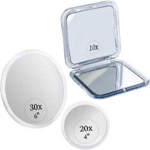 MIRRORVANA 10X/1X Square Double Sided Magnifying Mini Compact Makeup Mirror for Travel - Portable, Handheld & Ultra Precise 30X & 20X Magnifying Mirror Set for Makeup Bundle