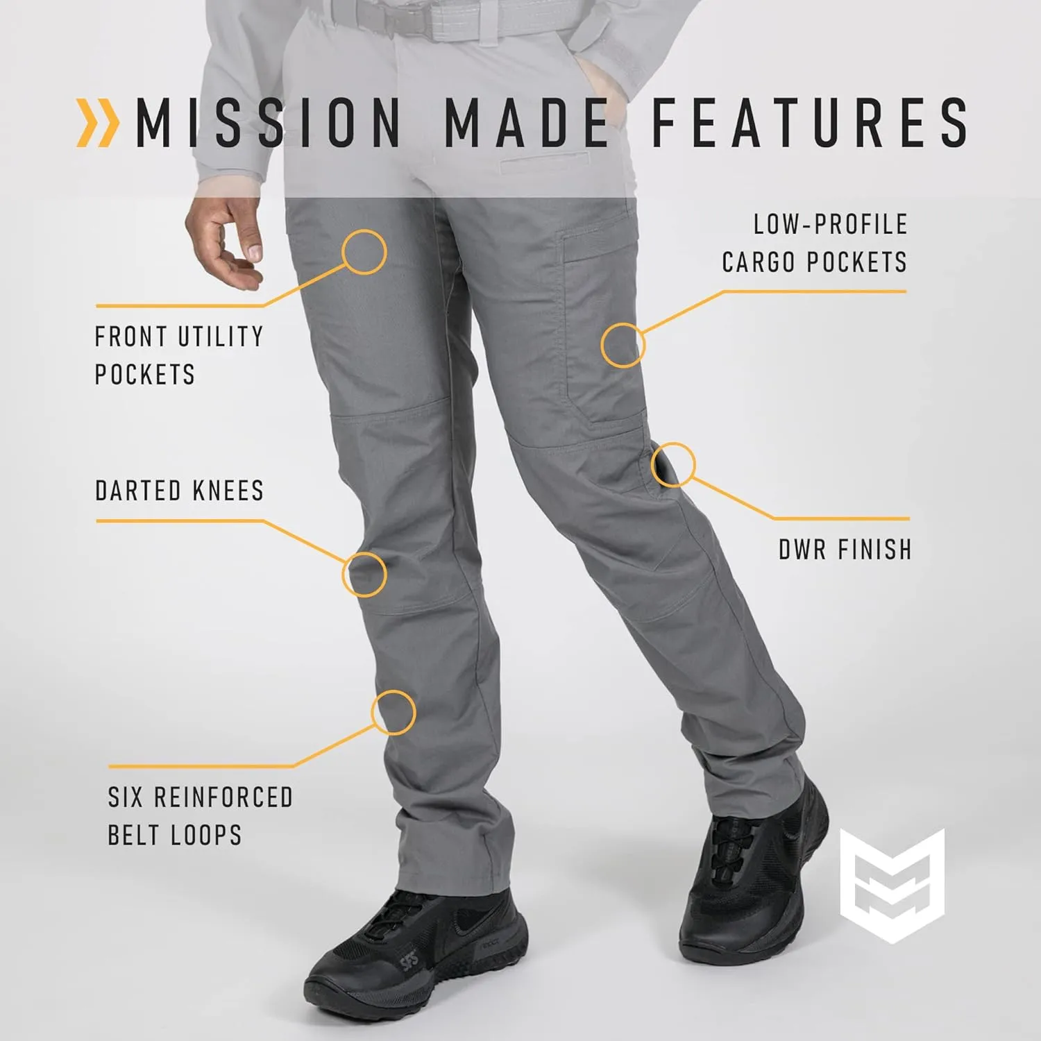 MISSION MADE Tactical Pants for Men, Water Repellent, Lightweight Hiking Outdoor Work Pants