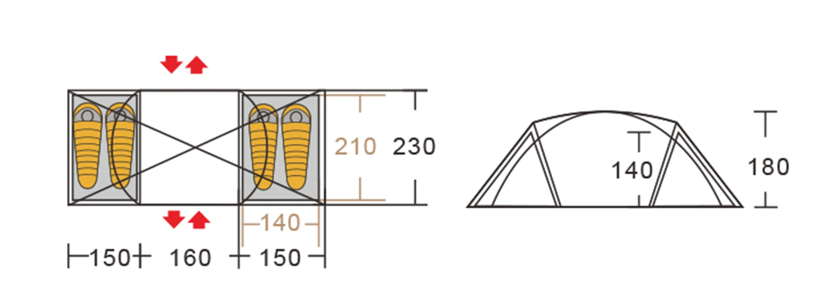 Mobi Garden Shi Jia 4 Oxford Cloth 3-4 person tent - Khaki