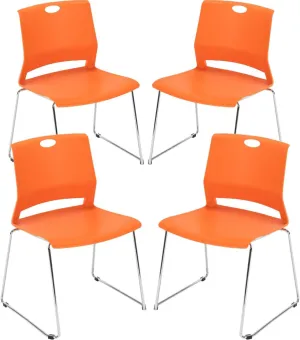 Modern Orange Stackable Chairs Set of 4 for Office/Waiting Room/Conference Room/Guest Reception/Events/Churches