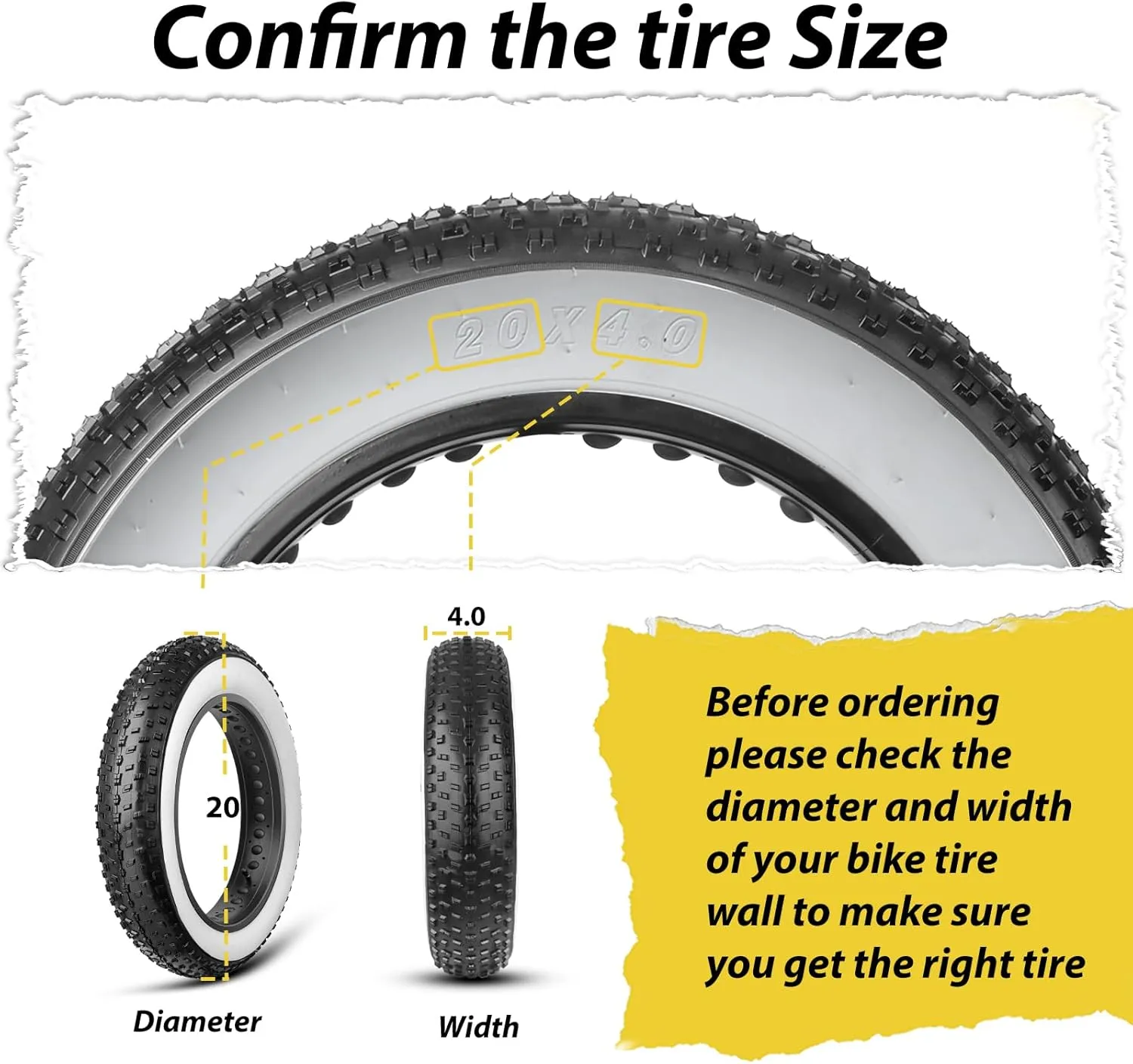 MOHEGIA Fat Bike Tire: 20x4.0/26x4.0 inch Fat Tire,High-Performance and All-Terrain Folding Replacement MTB Bicycle Tire with Street or Trail Riding