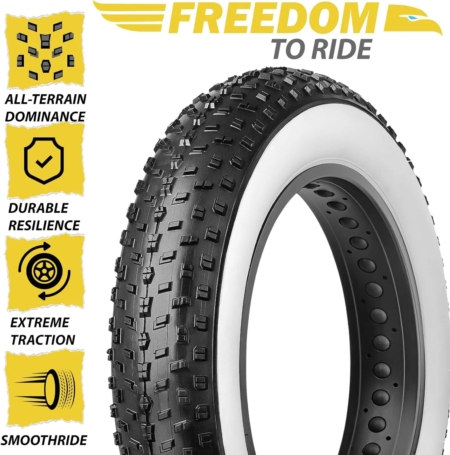 MOHEGIA Fat Bike Tire: 20x4.0/26x4.0 inch Fat Tire,High-Performance and All-Terrain Folding Replacement MTB Bicycle Tire with Street or Trail Riding
