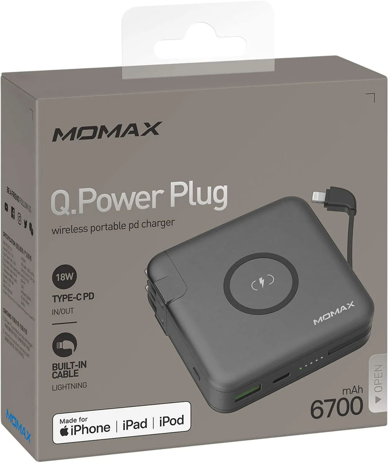 MOMAX 3 in 1 Power Adapter Set Q.Power Plug USB Wall Charger   PD & QC 3.0 - Black