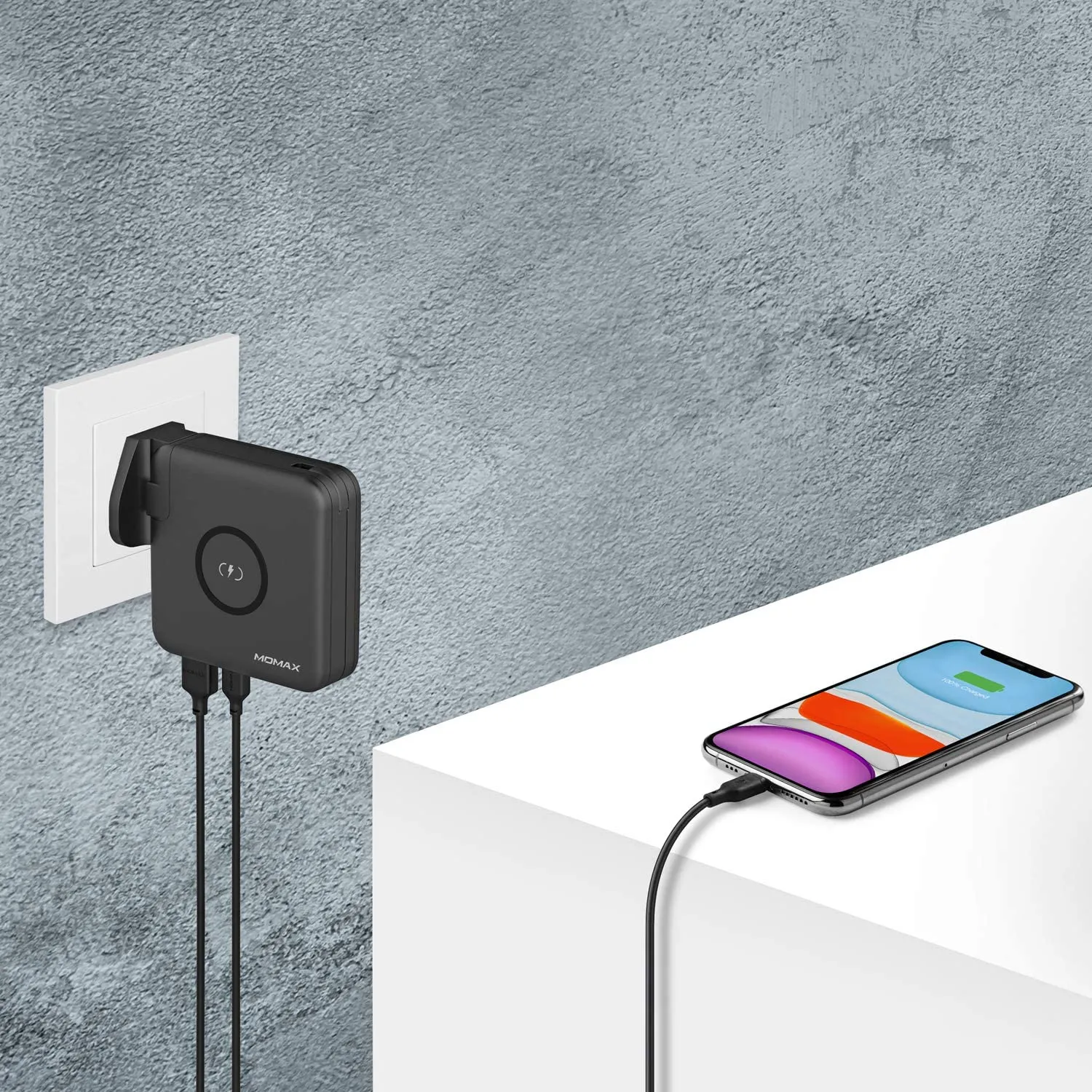 MOMAX 3 in 1 Power Adapter Set Q.Power Plug USB Wall Charger   PD & QC 3.0 - Black