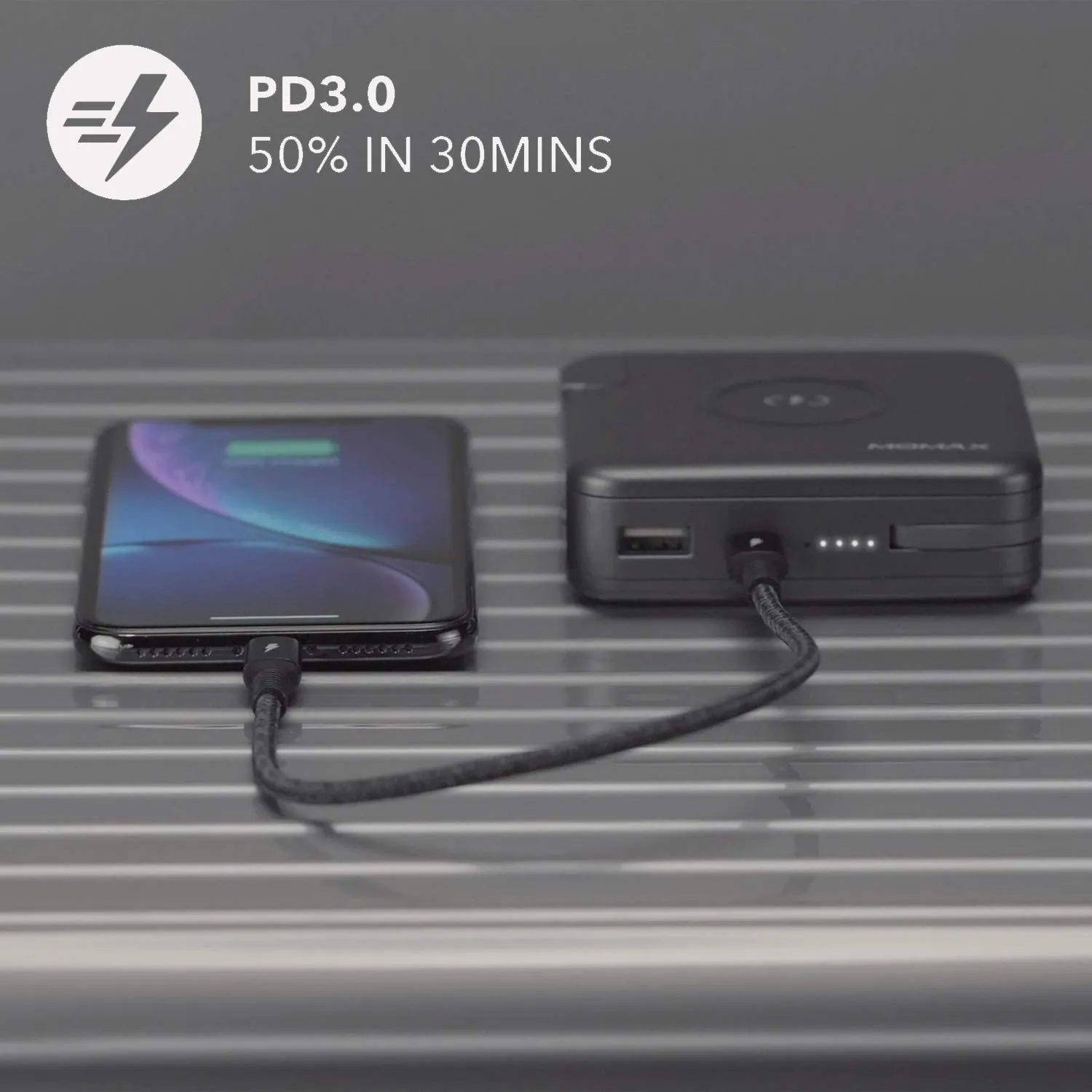 MOMAX 3 in 1 Power Adapter Set Q.Power Plug USB Wall Charger   PD & QC 3.0 - Black