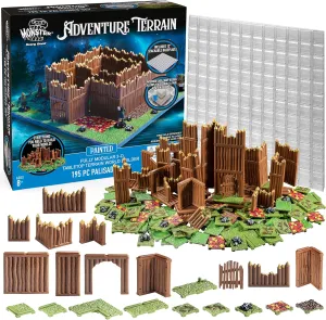 Monster Adventure Terrain 195Pc Painted Palisade Base Set- Fully Modular, Stackable 3D Tabletop World Builder - Perfect for DND Dungeons Dragons, Pathfinder, & All RPG Games, Gift