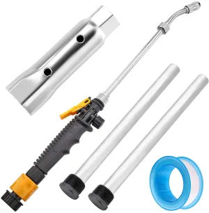 Mornajina 5 Packs RV Water Heater Anode Rod & Flush Wand & Element Socket Wrench, 9.25"L x 3/4" NPT Thread Magnesium Rod and Metal Tube Water Tank Flusher for RV Hot Water Heater