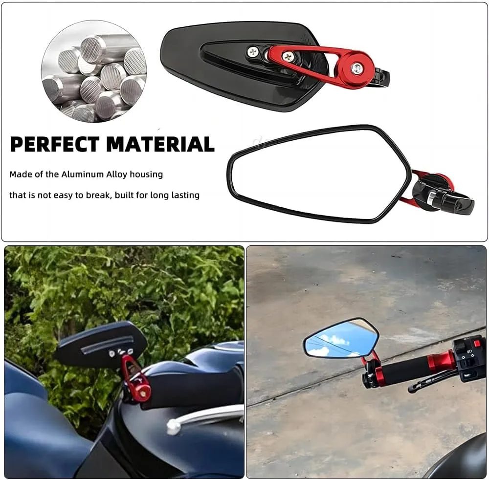 Motorcycle Bar End Mirror, Universal 7/8" Handle Rear View Side Mirrors Compatible with MT09 MT03 Z125 Z400 Z650 Z900 SV650 CB300F CB500F Grom and More