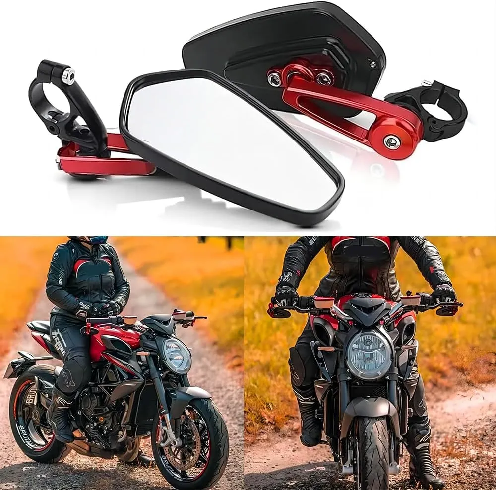 Motorcycle Bar End Mirror, Universal 7/8" Handle Rear View Side Mirrors Compatible with MT09 MT03 Z125 Z400 Z650 Z900 SV650 CB300F CB500F Grom and More