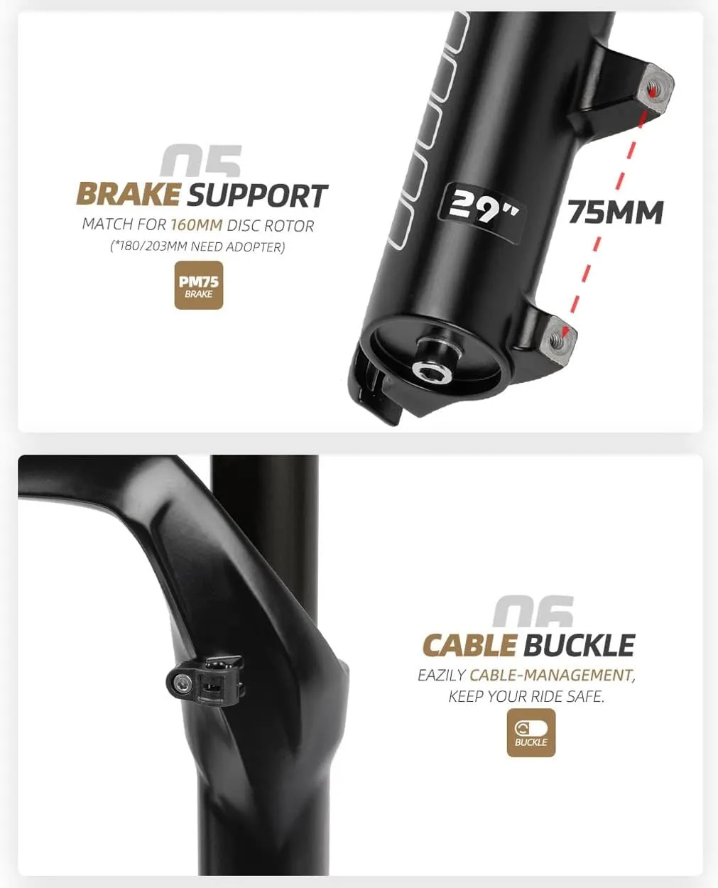 Mountain Bikes Suspension Fork 26/27.5/29 Inch Mountain Bikes Air Fork Travel 140mm Rebound Adjust Manual Lockout 1-1/8'' Straight Front Fork Disc Brake Quick Release 9mm