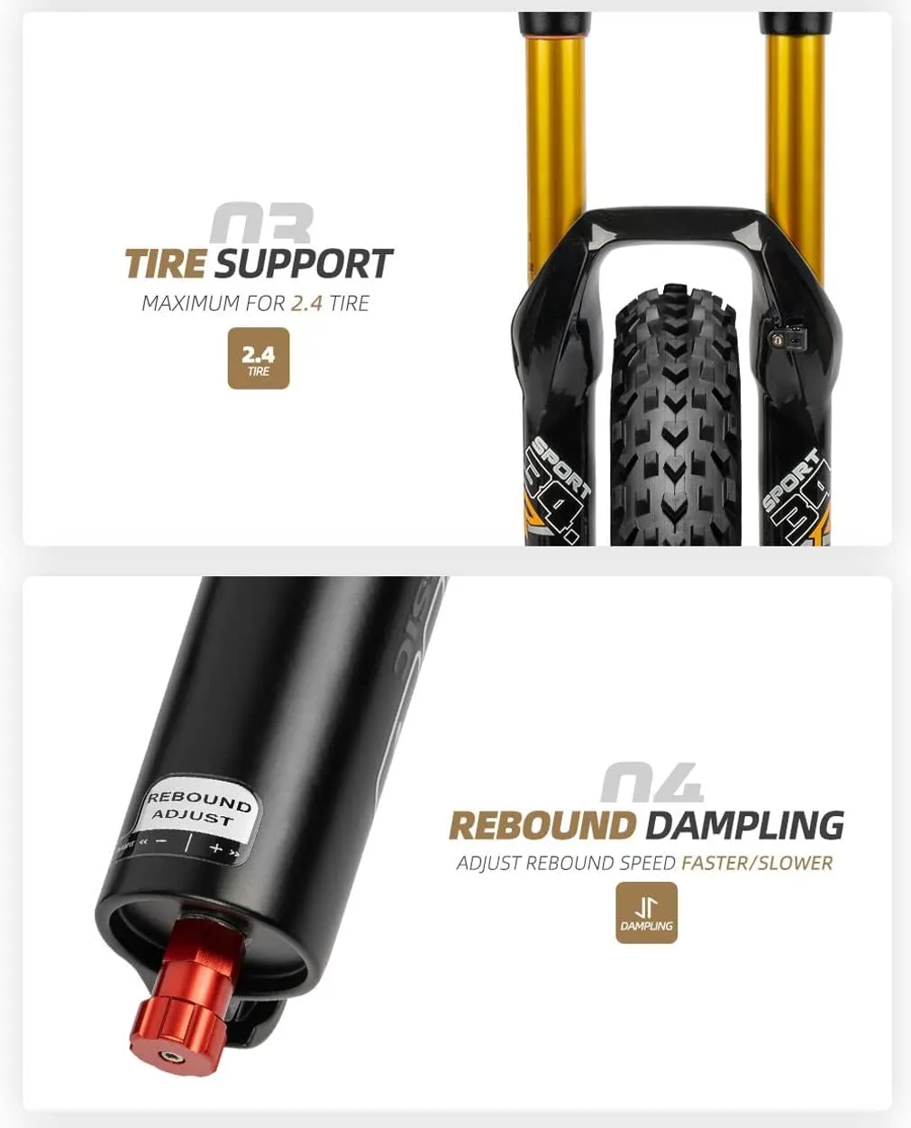 Mountain Bikes Suspension Fork 26/27.5/29 Inch Mountain Bikes Air Fork Travel 140mm Rebound Adjust Manual Lockout 1-1/8'' Straight Front Fork Disc Brake Quick Release 9mm
