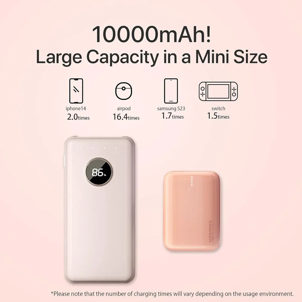 Movespeed Mini Portable Power Bank 10000mAh PD20W 22.5W 1A1C Sakura Pink - International Version